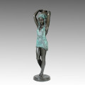 Grand Statue Girl &amp; Kettle Bronze Sculpture, Milo Tpls-004